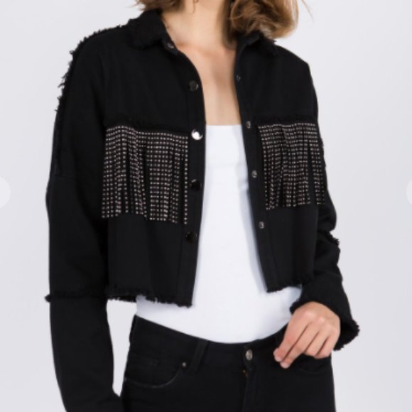 Black Shingle Jean Jacket - Picture 1 of 6